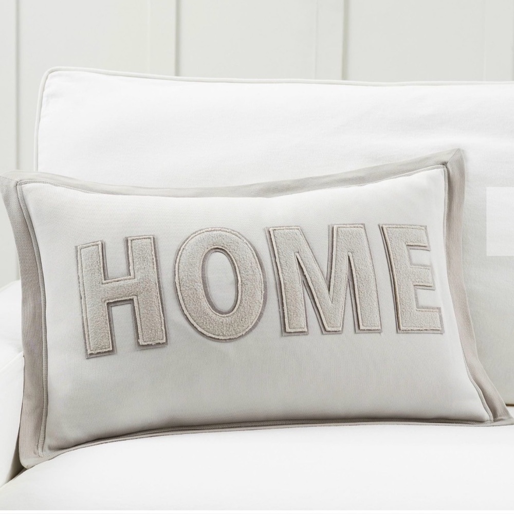 Pottery Barn HOME Appliqué Lumbar Pillow Cover Jersey Gray 16x24”